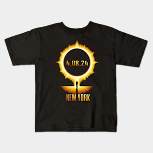 total solar eclipse 8 april 2024 NEW YORK Kids T-Shirt